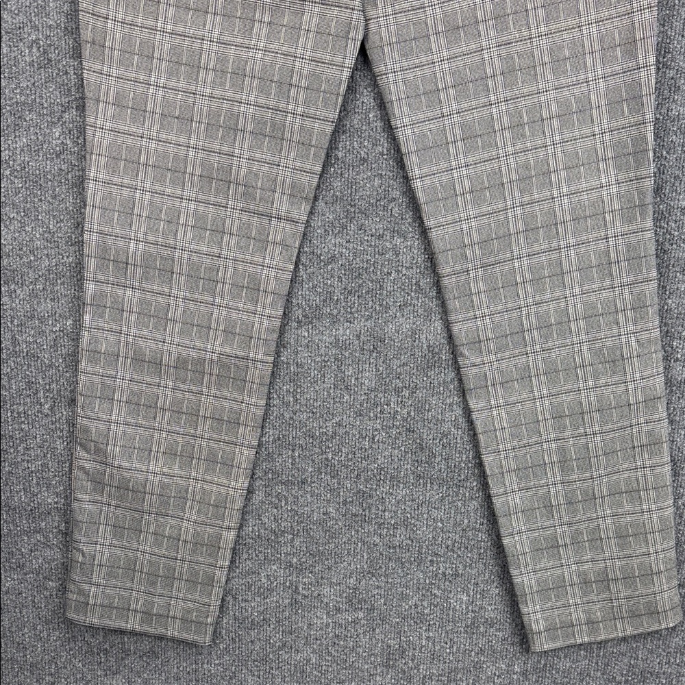 Candies Plaid Slim Ankle Pull-On Slacks with Zip Design - Grey Plaid - Large - Picture 11 of 16